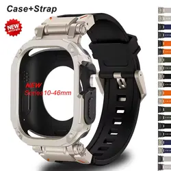 Silicone Strap+TPU Case for Apple Watch Band Ultra2 10 46mm 49mm 44mm 45mm Protector Cover Bracelet for IWatch Series 9 8 7 6 SE