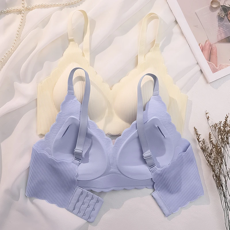 Women Seamless Thin Wireless Bra, One Piece Comfort Lingerie, Push Up Uplift No Gap for Small Bust, Breathable Summer Bra