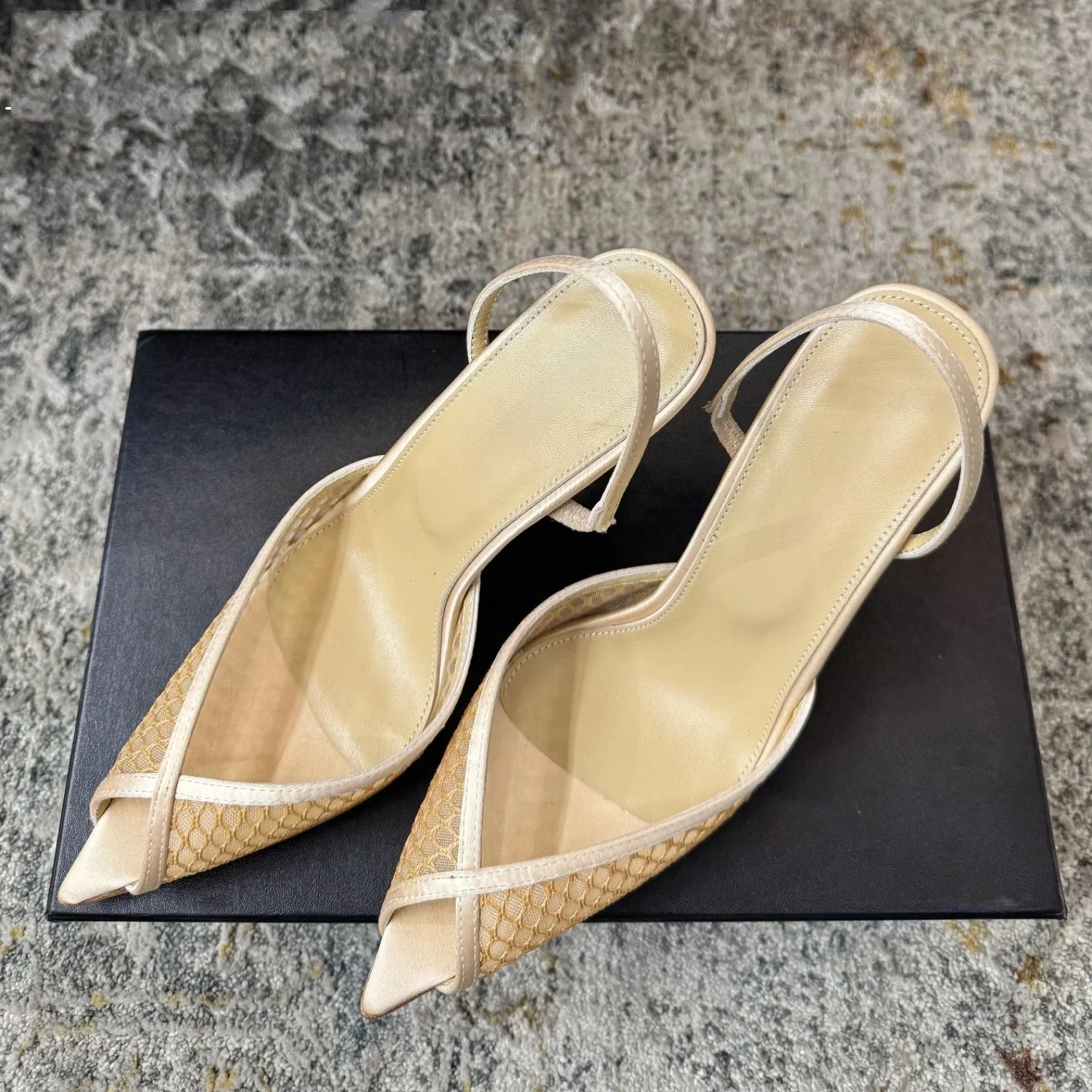 2026 Spring Summer New Women's High Heel Sandals Genuine Leather Pointed-Toe Stiletto Heel Slip-On Heeled Shoes Chic Botas Mujer