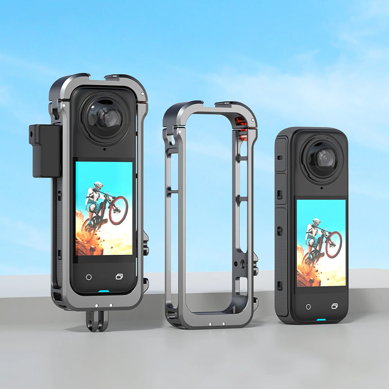 

Metal Protective Case Aluminum Alloy Frame Cage Folding Magnetic Mount With Lens Caps Cover Protector For Insta360 X4 Camera New