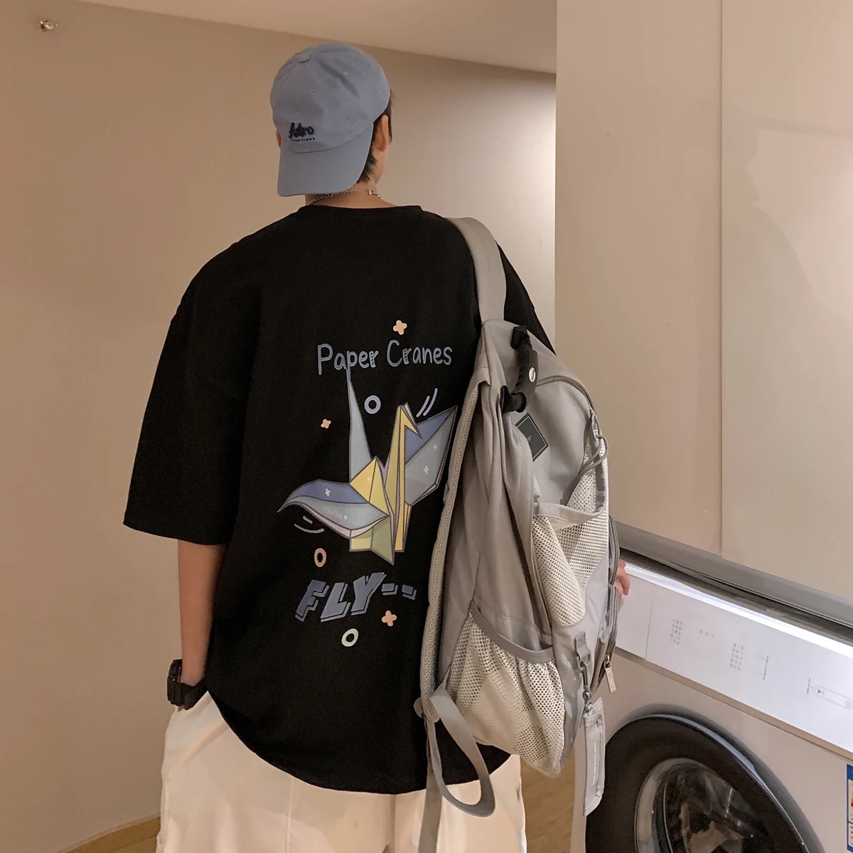 LAPPSTER-Youth Y2k 2000s Streetwear Crane Black Graphic T Shirts 2023 Summer White Harajuku Cotton Korean Fashions Tops Tees