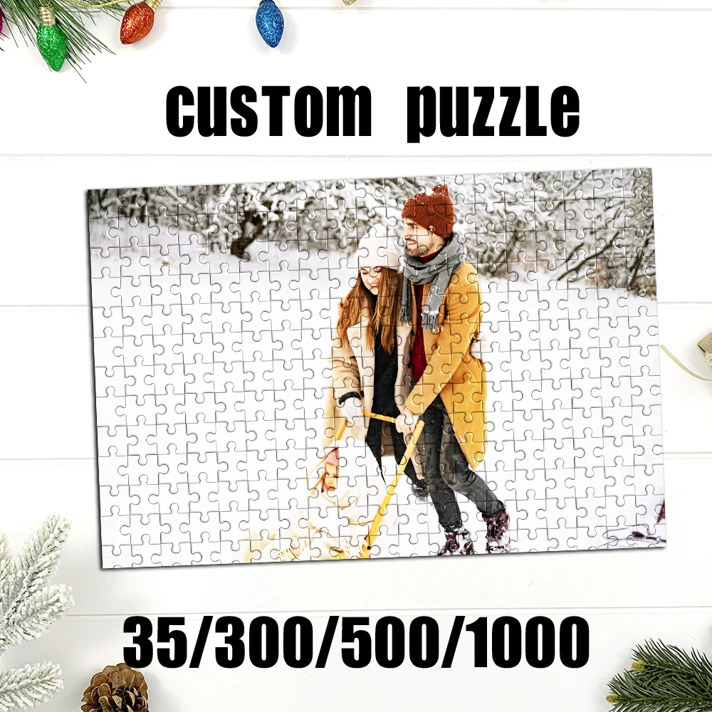 Personalized Custom Photo Puzzle Customize Snowy Couple Interaction Theme Custom Photo Portrait Painting Handmade Birthday Gift