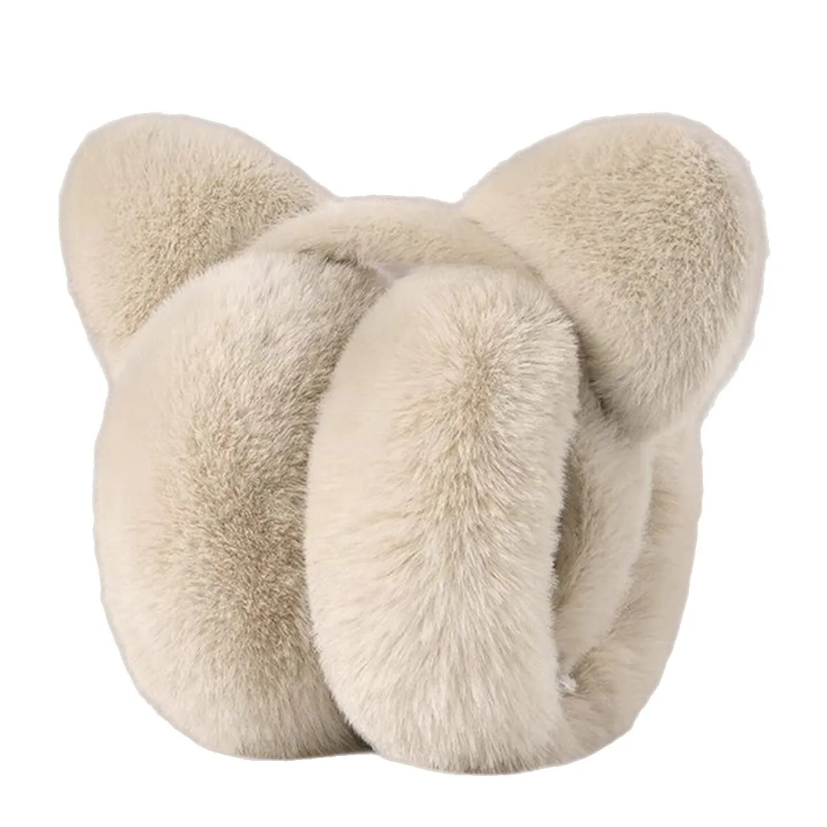 Cat ears foldable earmuffs plush warm ear covers portable ear protectors winter riding windproof earmuffs for women