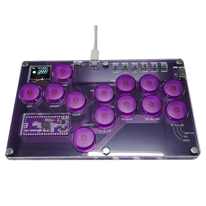 Fight Stick Arcade Joystick Hot-Swap Encoder Controller Xinput/Dinput Mini Hitbox Console For PC/Switch/PS3/PS4 Purple Durable