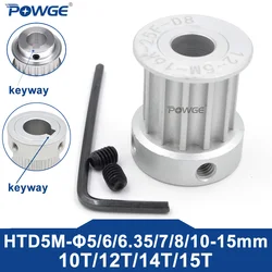 POWGE 10 12 14 15 teeth HTD 5M Timing Pulley BF Bore 5/6/6.35/7/8/10/12/14/15mm for HTD5M belt width 15/20/25mm 10T 12T 14T 15T