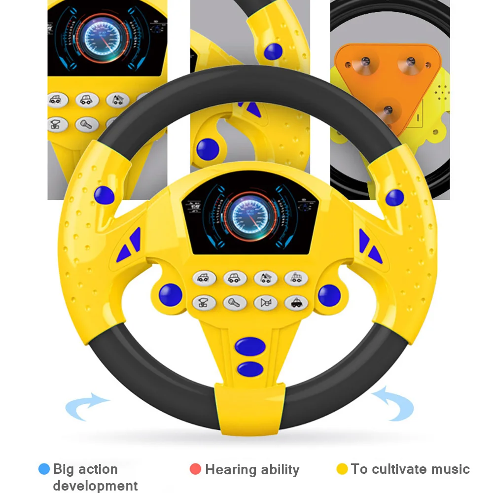 Kids Simulate Driving Car Copilot Steering Wheel Eletric Baby Toys with Sound Musical Educational Stroller Driving Vocal Toys