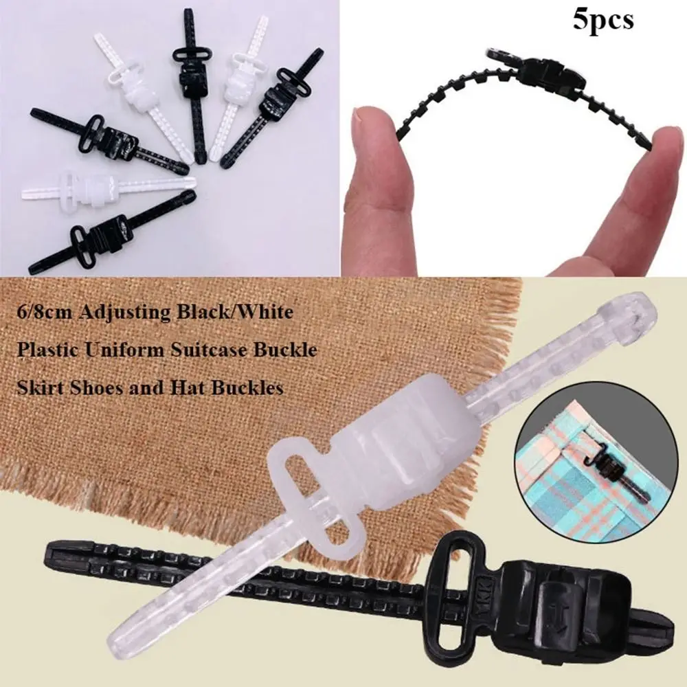 5pcs High Quality Black/White Adjusting Clips 6/8cm Plastic Uniform Strap Clip Luggage Accessories