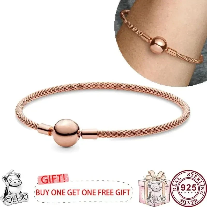 New 100% S925 sterling silver lucky meteor concentric knot women's leather knitted logo bracelet DIY charm jewelry