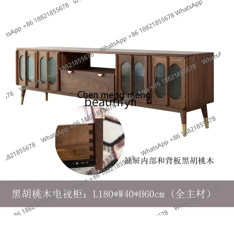 cn8350 LHY Nordic light retroTV cabinet Changhong glass living room combination cabinet Modern light luxury solid wood audio-vis