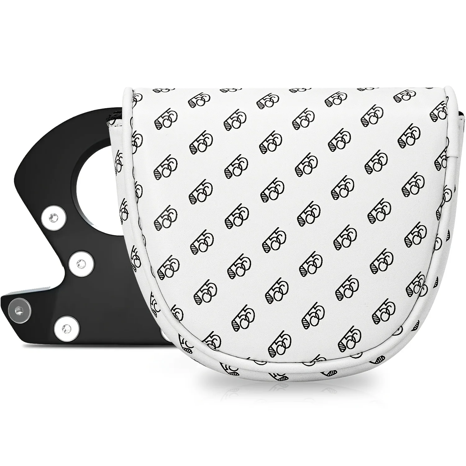 1pc Printing Style Club Head Cover, Golf Putter Club Head Cover, Half Circle Putter Head Cover, Club Head Cover - PU