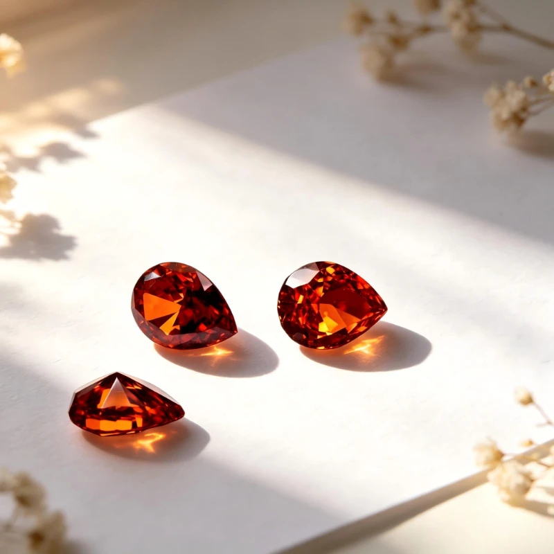 Kubischer Zirkonia Birnenform Künstlicher Zirkon Rote Farbe 5A+ Qualität CZ 4K-Schliff Crushed Ice Cut Hochkarätiger Diamant – Detail 5