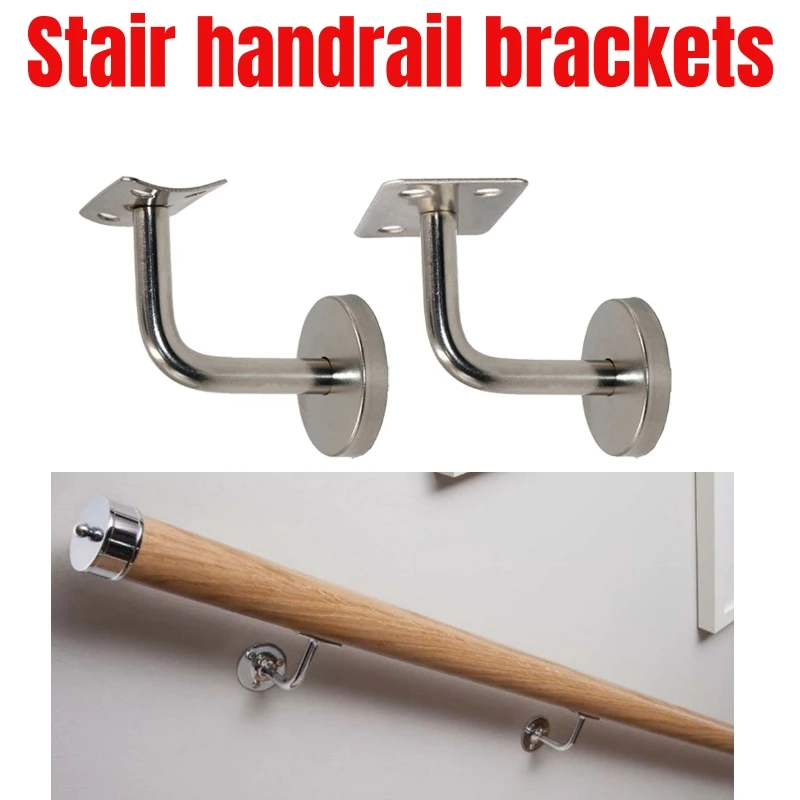 

Stair Handrail Brackets Stainless Steel 50x60mm Wall Support Hand Rail Silver Balustrade For Household Hotels Hardware Tools