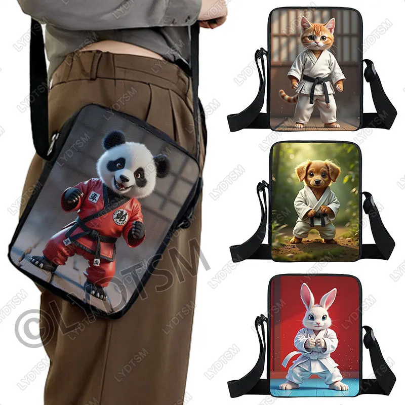 Taekwondo / Aikido rabbit panda Crossbody Bag martial arts cat dog Shoulder Bags for Travel Phone Holder Teenager  Messenger Bag