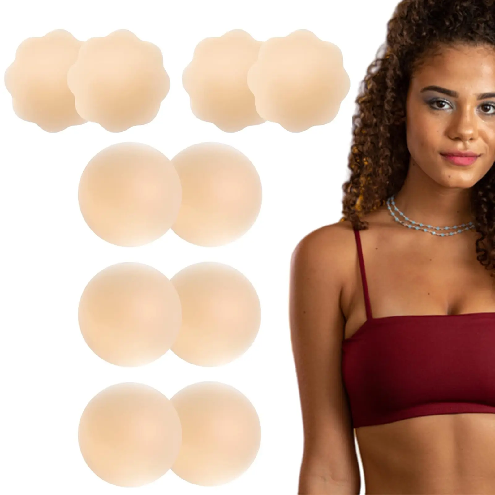 Kave Nipple Cover for Women Reusable Breast Petals Lift Invisible Petal Adhesive Strapless Stick on Bra Silicone Breast Stickers