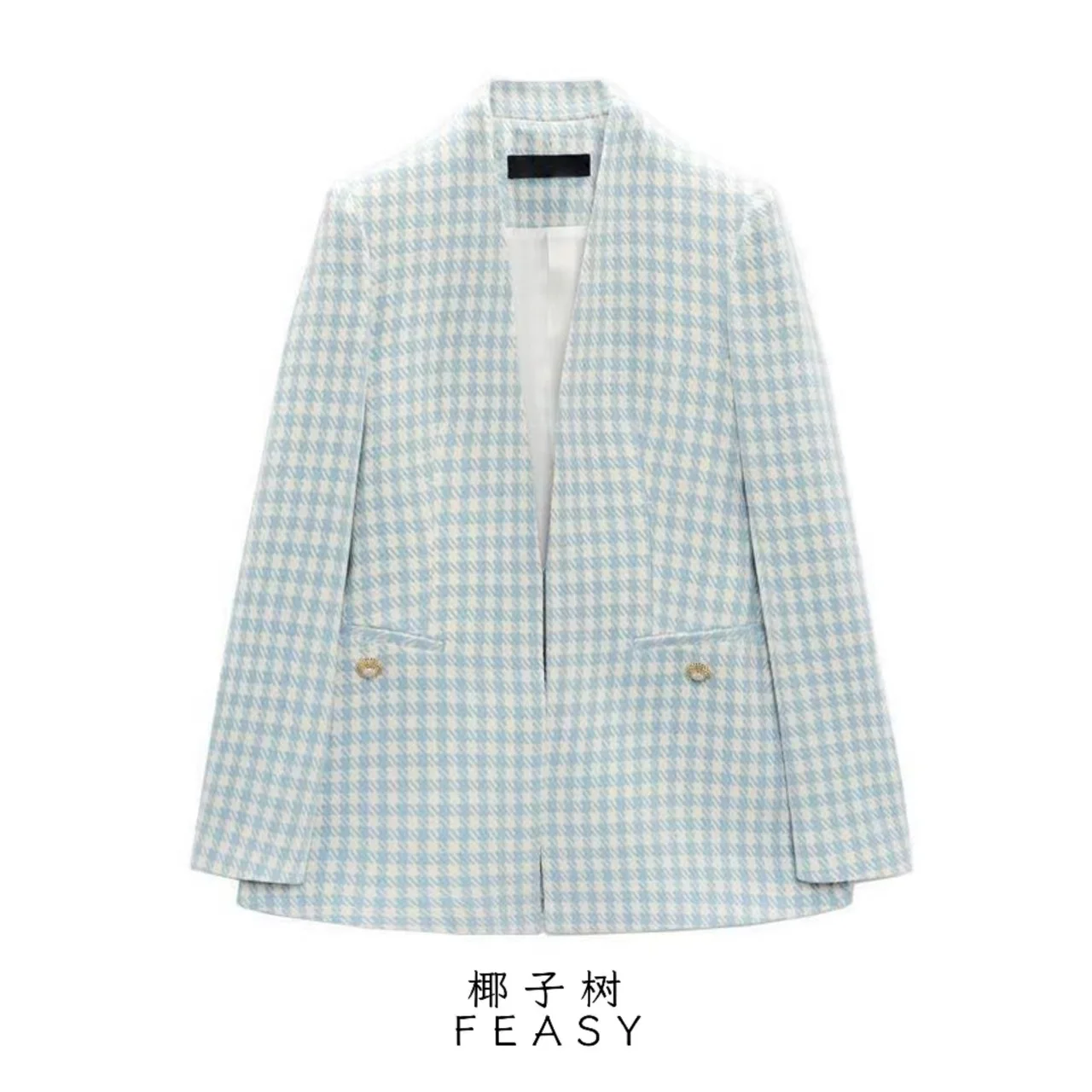 

Европейский и американский женский приталенный текстурированный пиджак с узором «гусиные лапки», летнее новое поступление из торговли