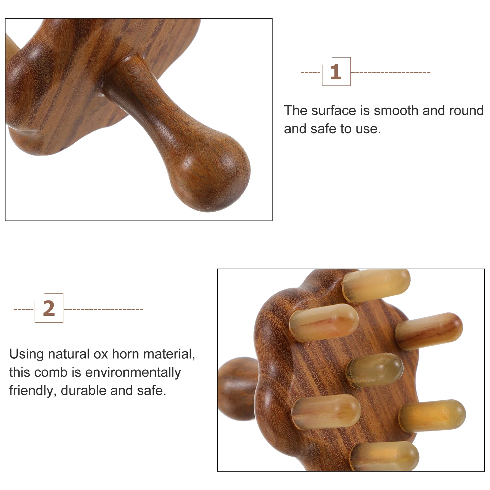

1pc Natural Ox Horn Massage Comb 7 Teeth Scalp Brush Head Massager Hair Cleaning Tool Durable Safe Eco Friendly Family Travel