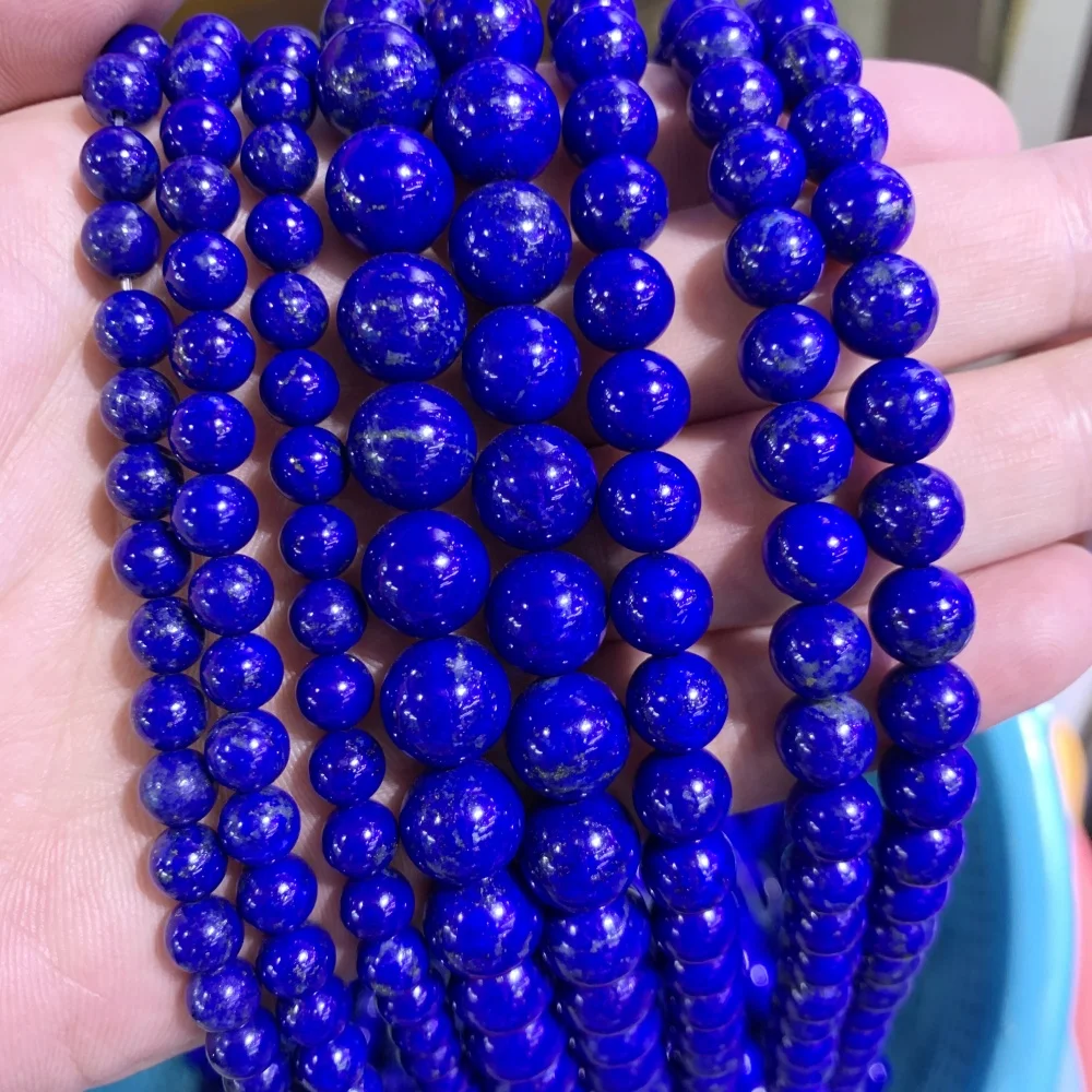 5A 4A 3A+ 6 8 10 mm Natural Lapis Lazuli Round Bead Loose Bead DIY For Bracelet Necklace Jewelry Making Accessories 15 inch