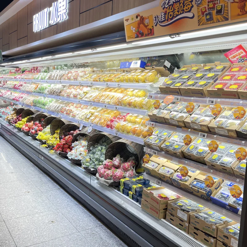 custom.Supermarket Multi-Deck 4-Layer Adjustable Shelves Open Chiller Cooling Display Fridge with Digital Temperature Contro