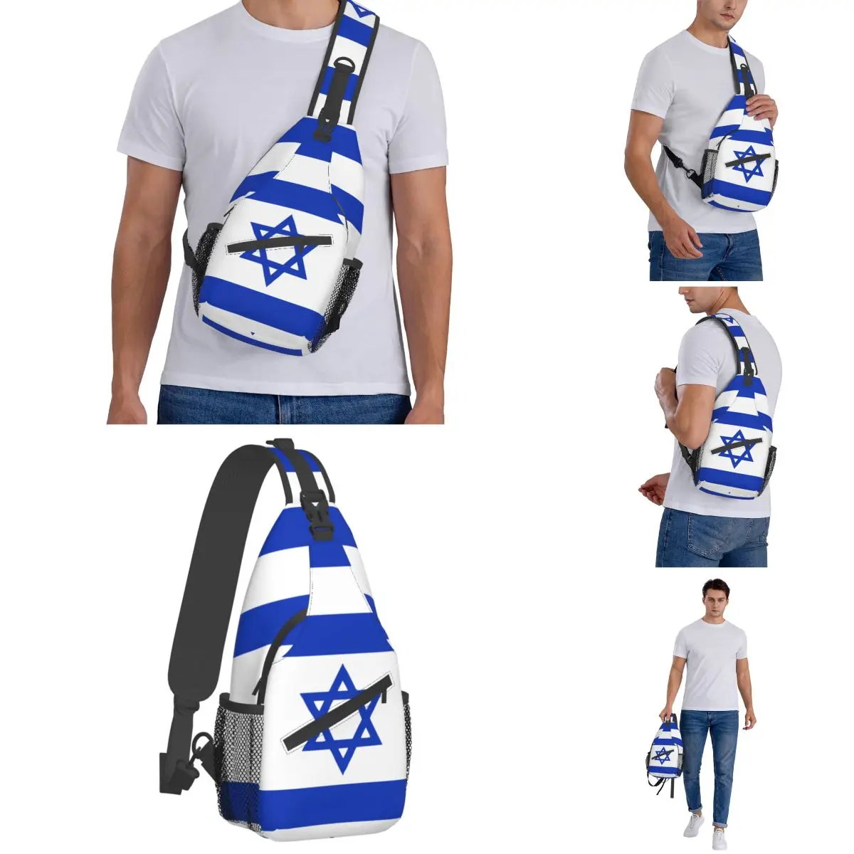 Israël Vlag Sling Tassen Borst Crossbody Schouderslinger Rugzak Reizen Wandelen Daypacks Modepakket