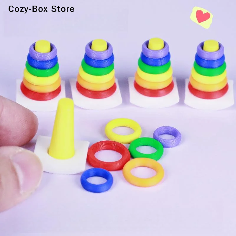 [ZY]2 Sets Dollhouse Early Learning Rainbow Stacking Toys Puzzle Development Intelligence Rainbow Tower Toy Gift Stack Ring[ZY]