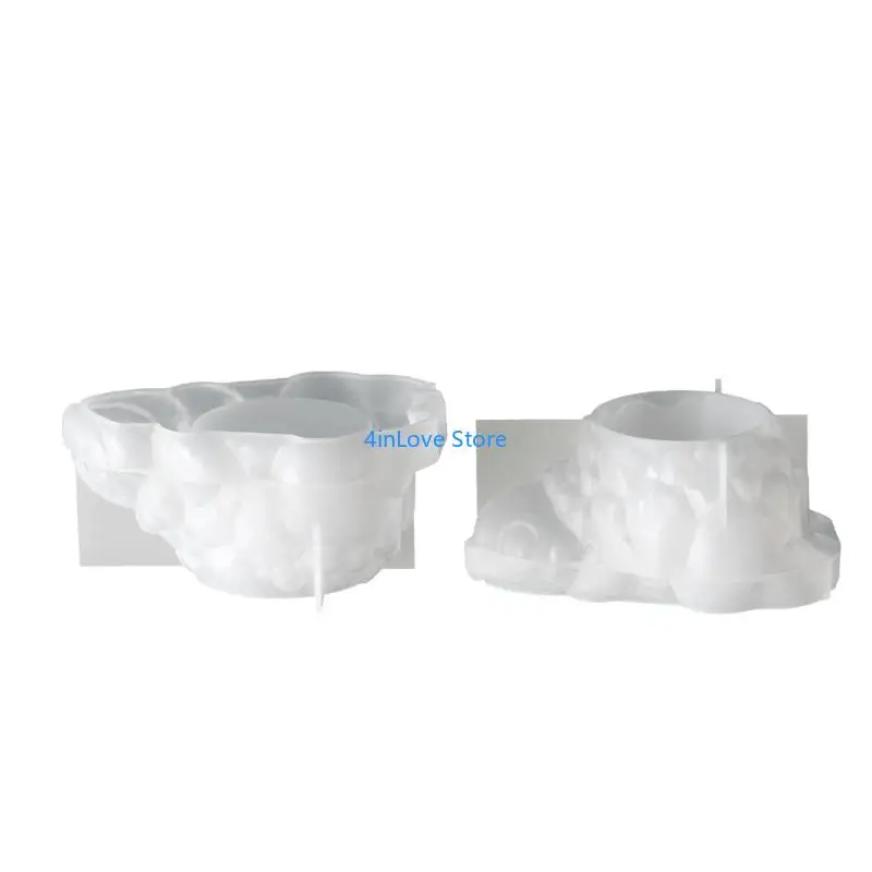 T4MD Craft Container Mold Silicone Shell Planter with Crystal for Resin Concrete Casting and Display Project Making