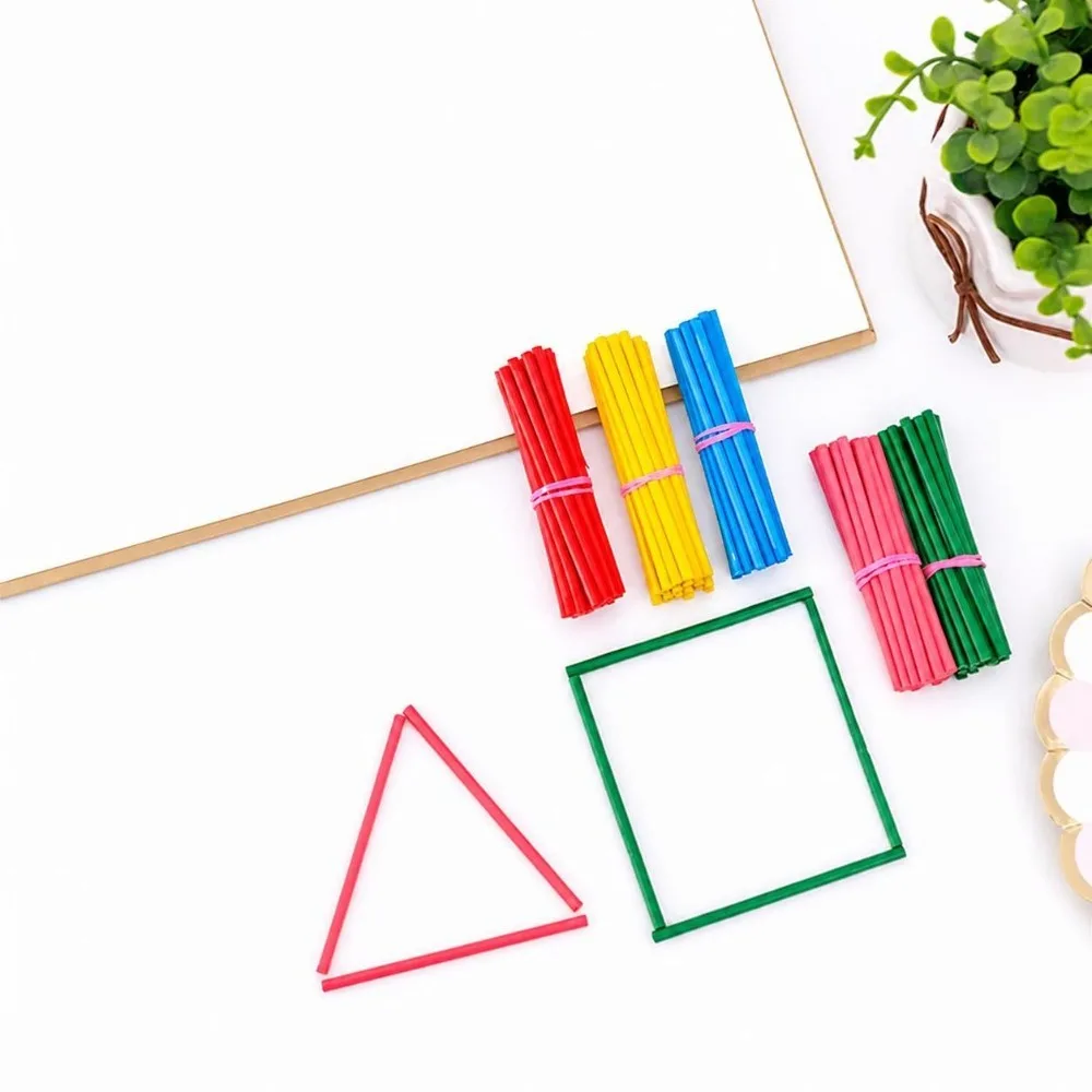100Pcs Solid Core Counting Sticks Cylindrical Shape Multi Color Math Rods Smooth Surface Box Packed Math Manipulatives