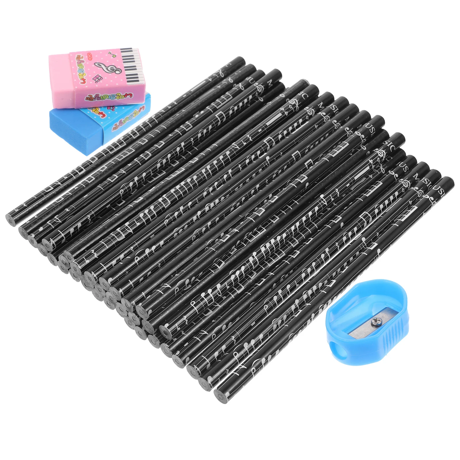 

36 Pcs Musical Note Pencil Christmas Pencils and Erasers for Kids Office Stationary Wood in Bulk Students Child White