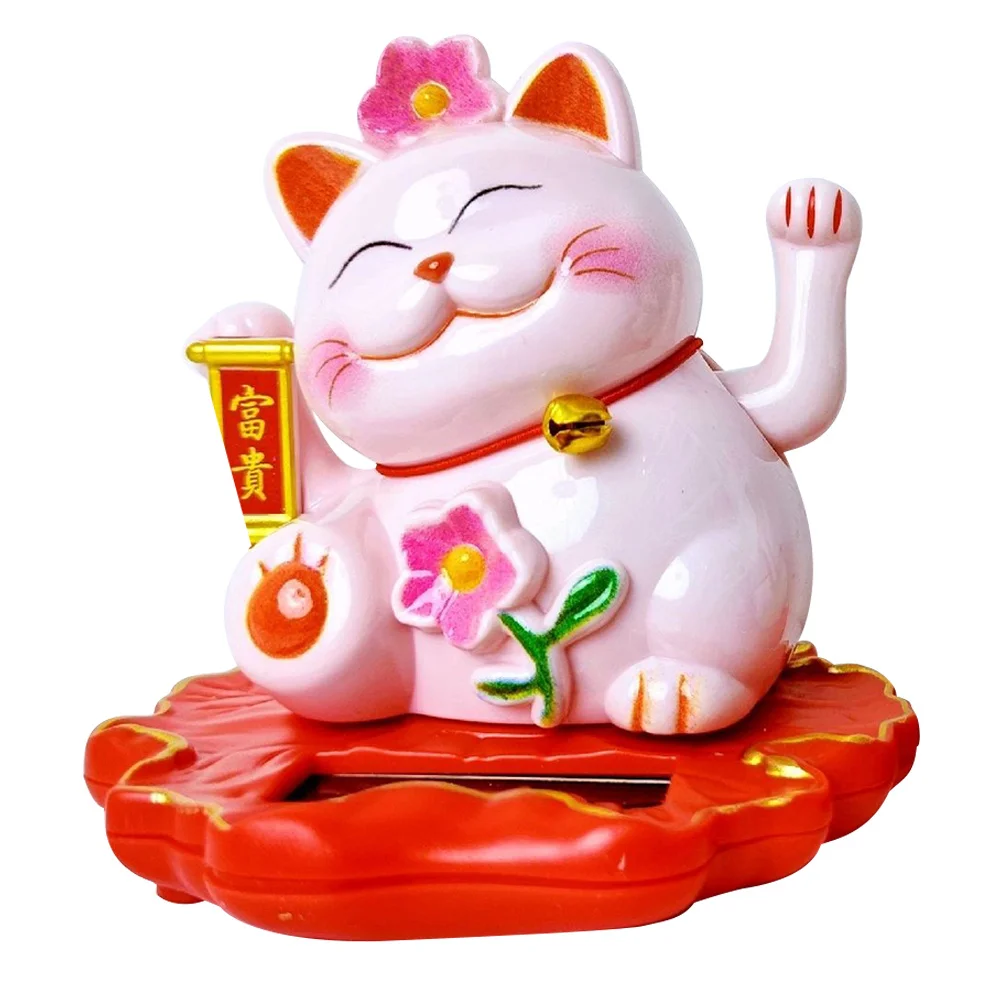 

Mini Lucky Cat Waving Arm Solar Powered Car Dashboard Decor Store Home Desktop Decoration Chinese Style Good Luck Fortune