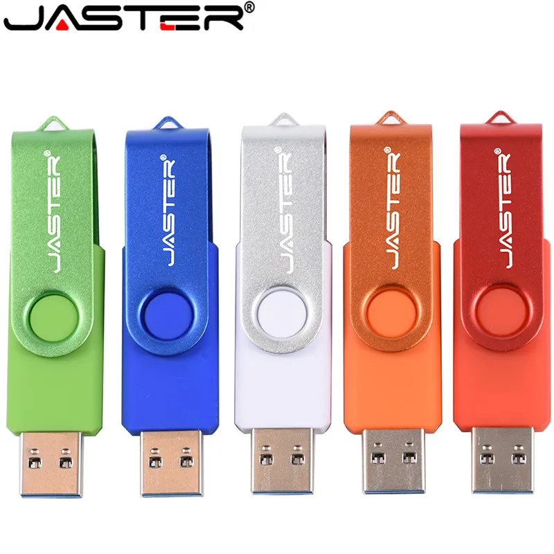 

JASTER OTG Rotatable 360° USB Flash Drive 64GB Free Custom LOGO Pen Drives Memory Stick 32GB Gifts Key Chain U Disk 16GB 8GB 4GB