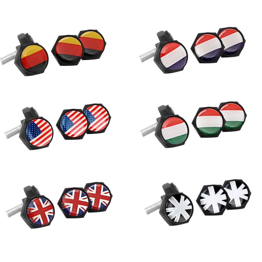 Car Styling Exterior Accessories For Ford BMW Volkswagen Mercedes Audi License Bolts Nut Germany Flag Metal License Plate Screw