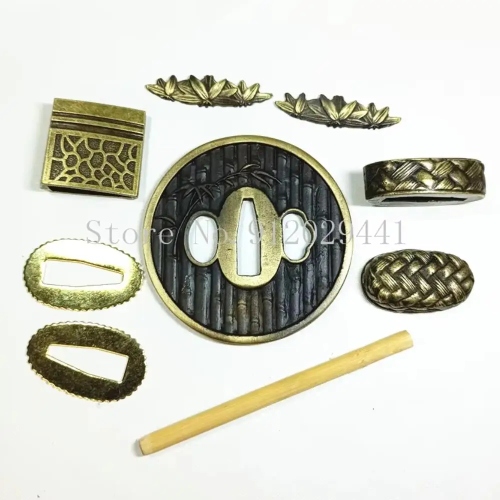 Alloy Tsuba Fuchi Kashira Menuki Seppa Habaki For Japanese Samurai Katana Wakizashi Sword Accessory Set