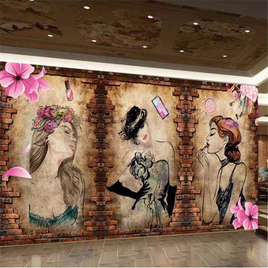 Beauty Makeup Wallpaper - Customized Photo wallpaper 3D Korean semi-permanent