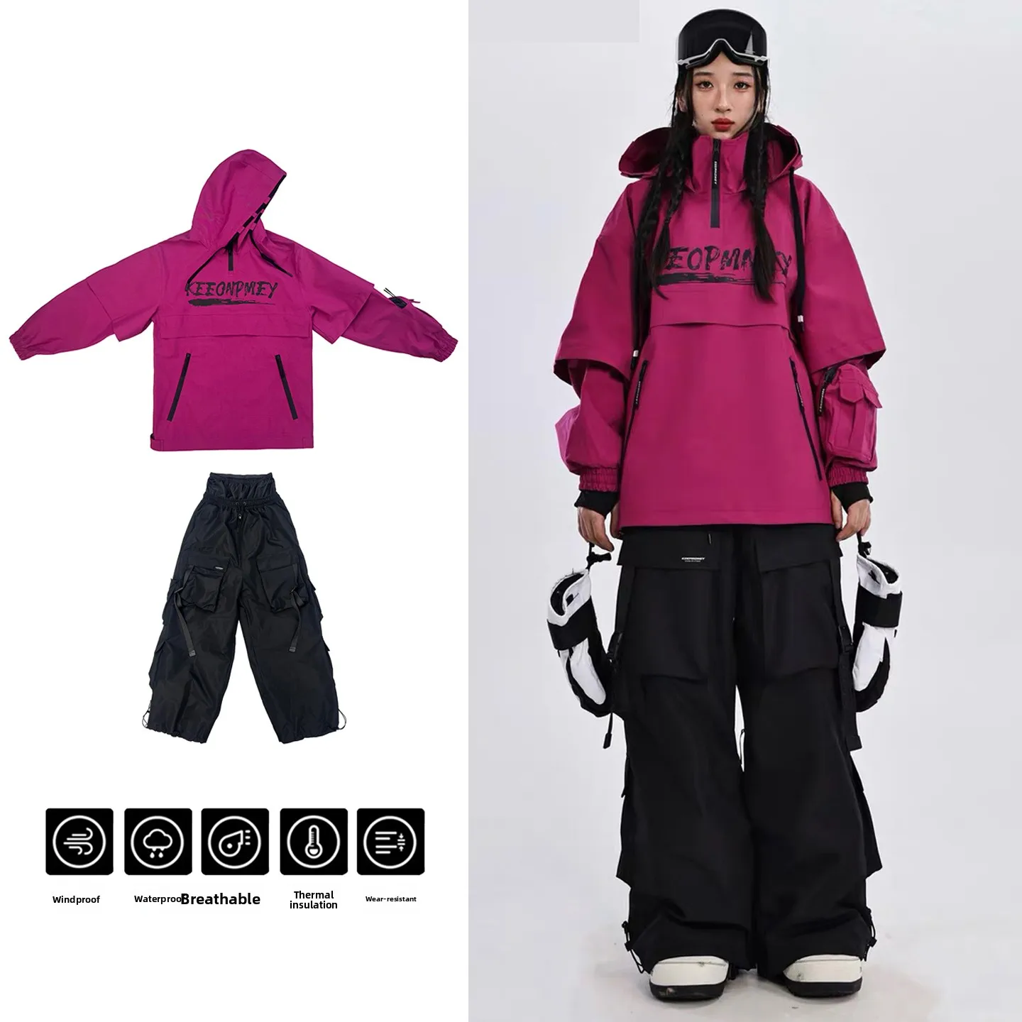 american-style-waterproof-windproof-thickened-winter-skiing-suit-for-men-and-women-northeast-outdoor-single-and-double-board