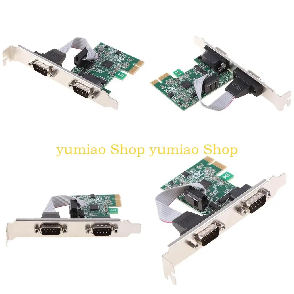 587B PCIE PCIE DUAL CARTA EXPANSÃO SERIAL CHIP AX99100 2 PORT INDUSTRIAL DB9 COM RS232 Controlador adaptador para para PC