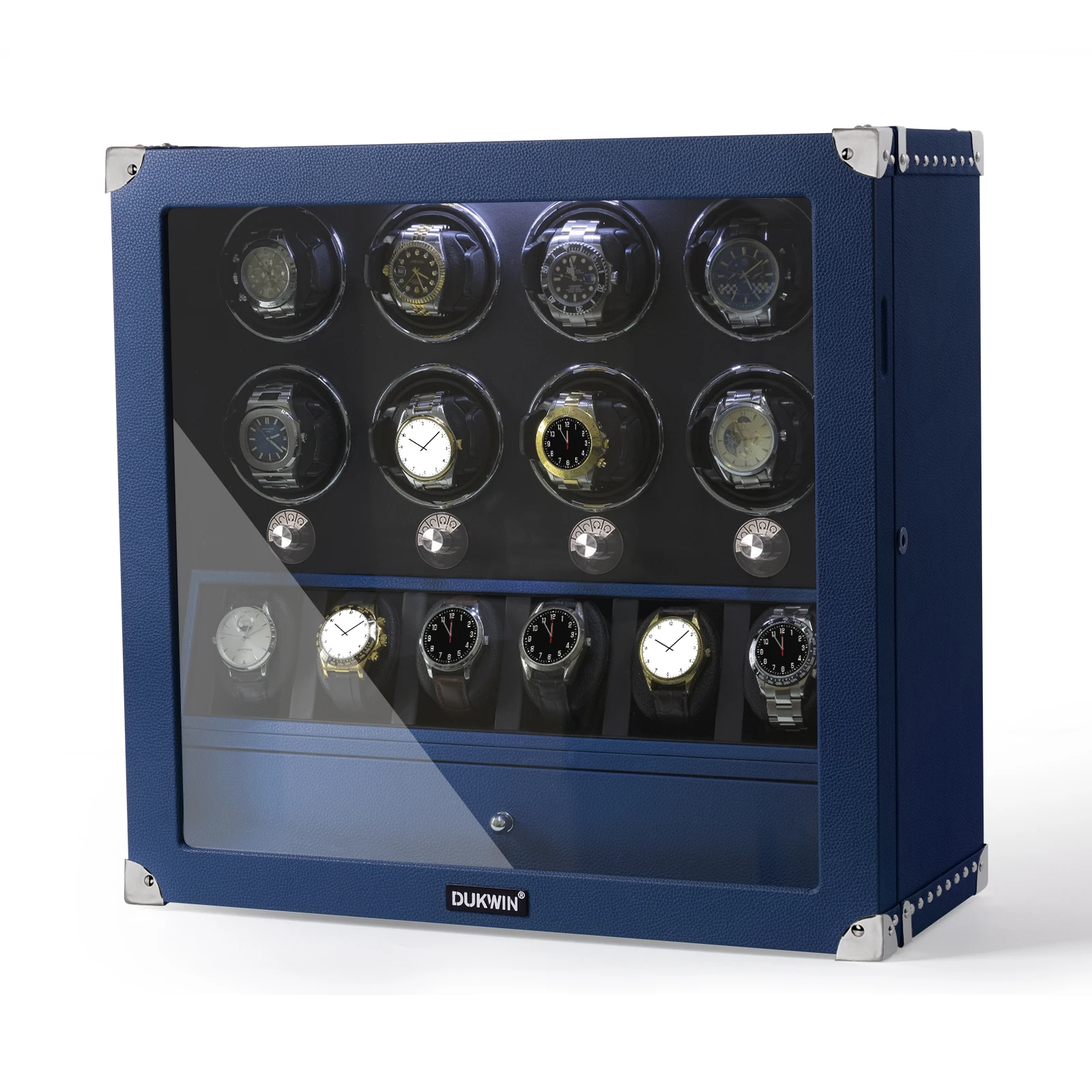 

Износостойкий автоматический виндер для 8 часов из микрофибры с 6 отсеками для демонстрации, шкатулка для ювелирных изделий, мотор Mabuchi, для хранения часов