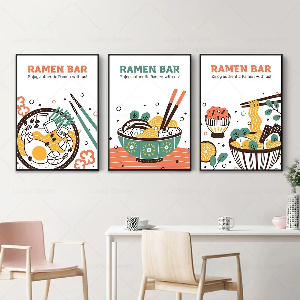 Auténtico Ramen con huevo, arte de pared de comida japonesa, pintura en lienzo, carteles nórdicos, impresión Retro, cocina, restaurante, decoración de pared, Pict