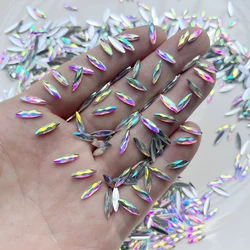 3x11mm100pcs white ab color horse eye resin flat back nail art nail enhancement 3D nail charm decoration DIY jewelry accessories