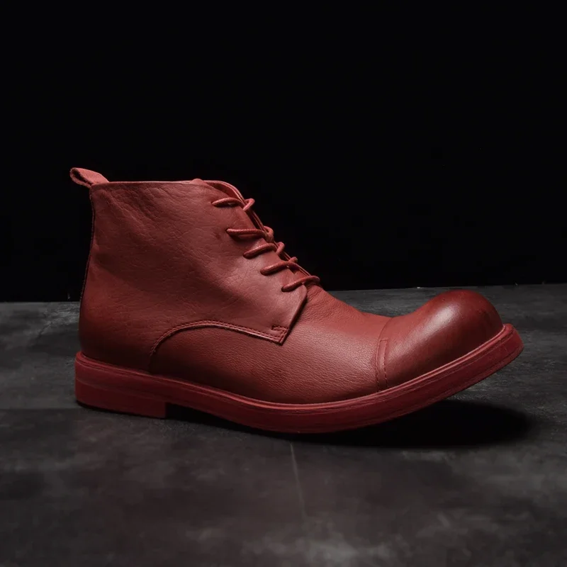 Ankle Boots Genuine Leather Boots Natural-fur Warm Winter Slip-on Snow Boots for Men