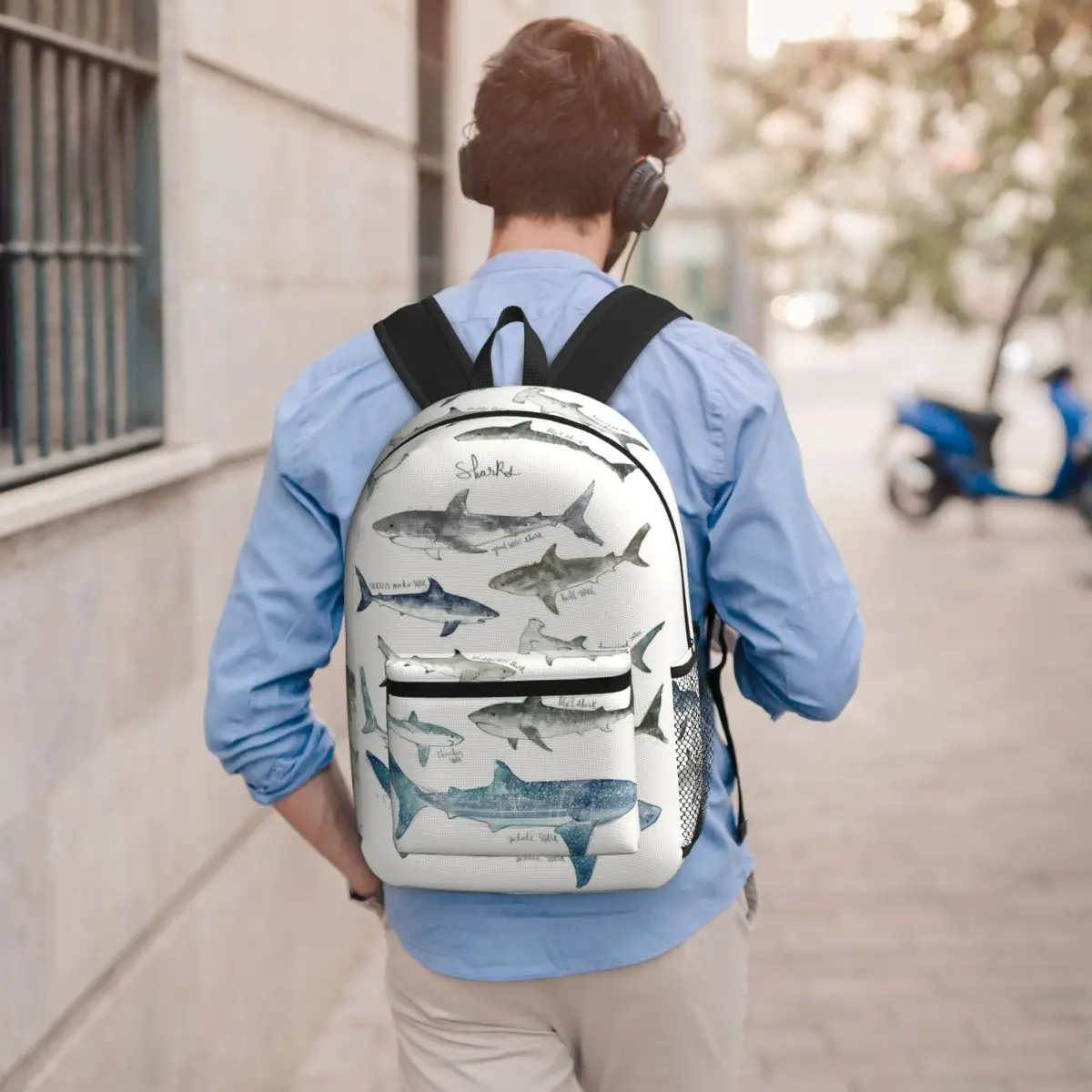 

Sharks Backpack Student BookBag Children School Bag Computer Shoulder Bags for Men Women