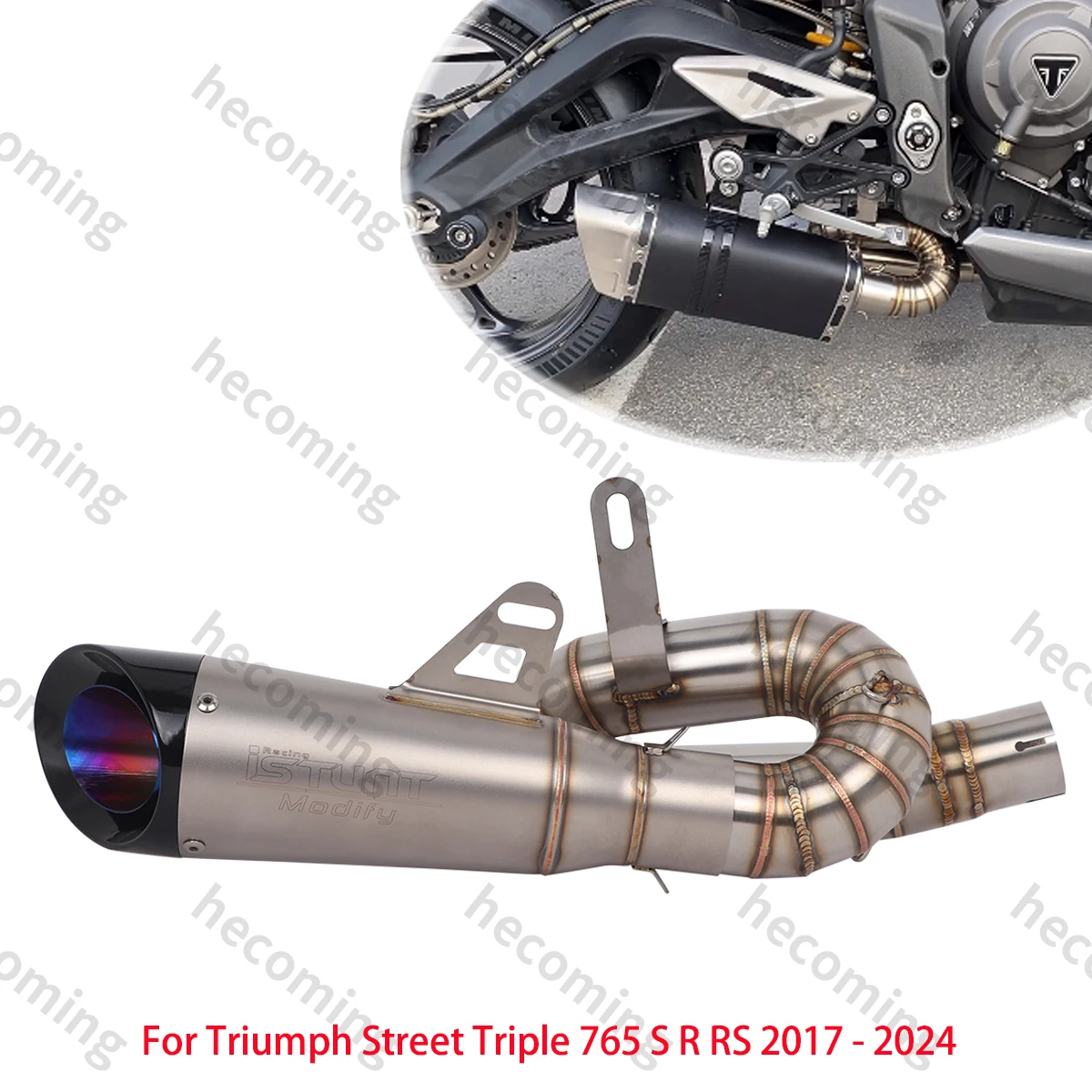 

Slip on For Triumph Street Triple 765 S R RS Moto Exhaust System Escape Modify Muffler Link Mid Pipe 2017-2024