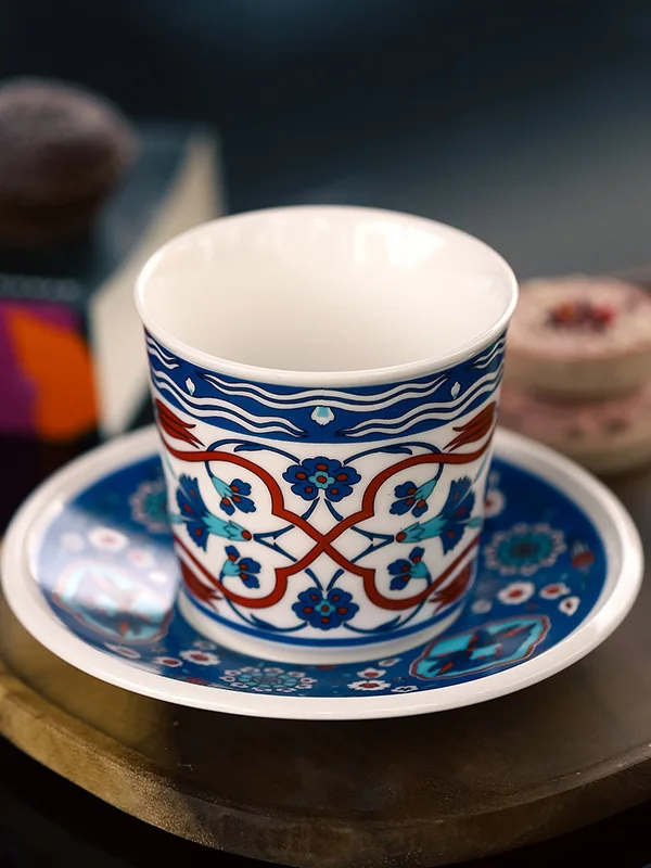 

Shan Yue High End Ceramic Coffee Cup Set with Pig Mouth Design And Pull Flower Design for Coffee Lovers And Office Use