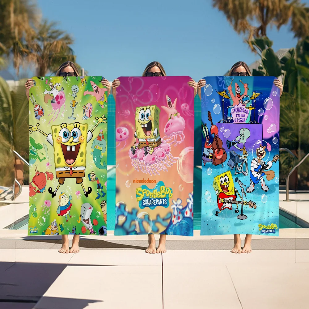 S-SpongeBobS SquarePants Beach Towels Shower Towel Sauna Travel Spa Microfiber Quick Dry Gym Accessories Cute Room Decor