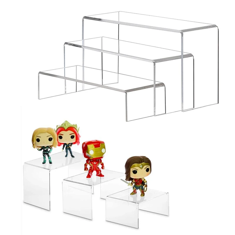 

1/3/5 Sets Acrylic Display Risers, Jewelry Display Riser Shelf Showcase Rectangular Showcase For Pop Figures, Dessert, Shoe,Toy