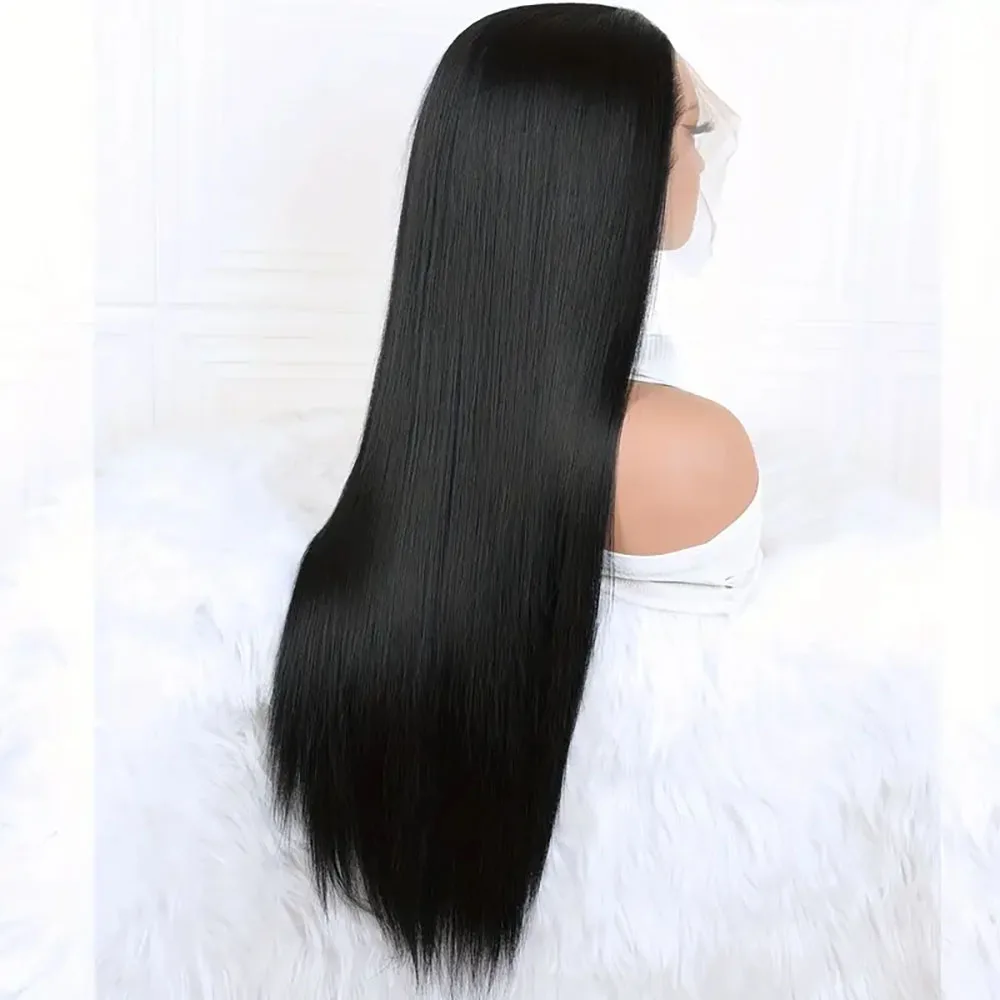 ตรงสีธรรมชาติวิกผมผมมนุษย์ Pre Plucked 13 × 6 ลูกไม้ด้านหน้าวิกผมสําหรับผู้หญิงความหนาแน่น 200% # 1B