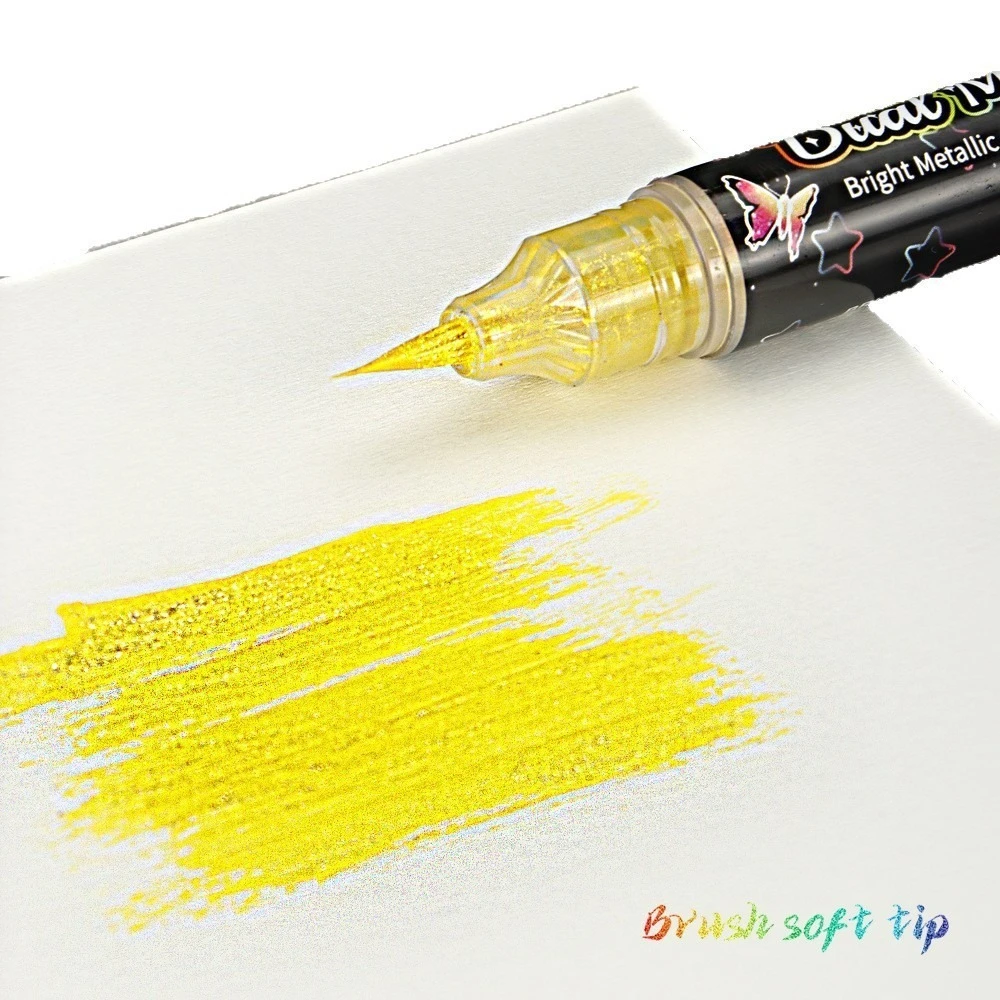 10 ألوان فرشاة فراشة علامات أكريليك أقلام طلاء لامعة لامعة ولامعة لصخور السيراميك والزجاج والخشب والنسيج سكرابوكينغ