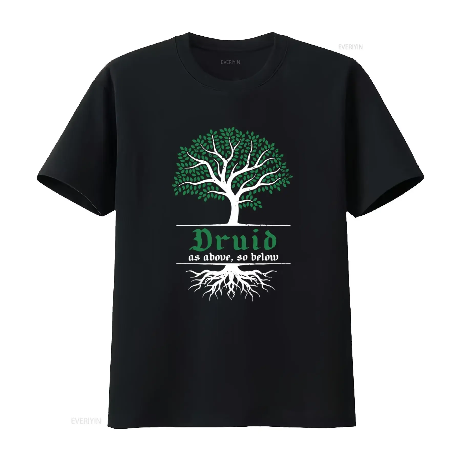 Druid as Above so Below Nature Lover Fantasy RPG Game T Shirt for Gamer vintage Washed Top For Everyday Wear Stylish
