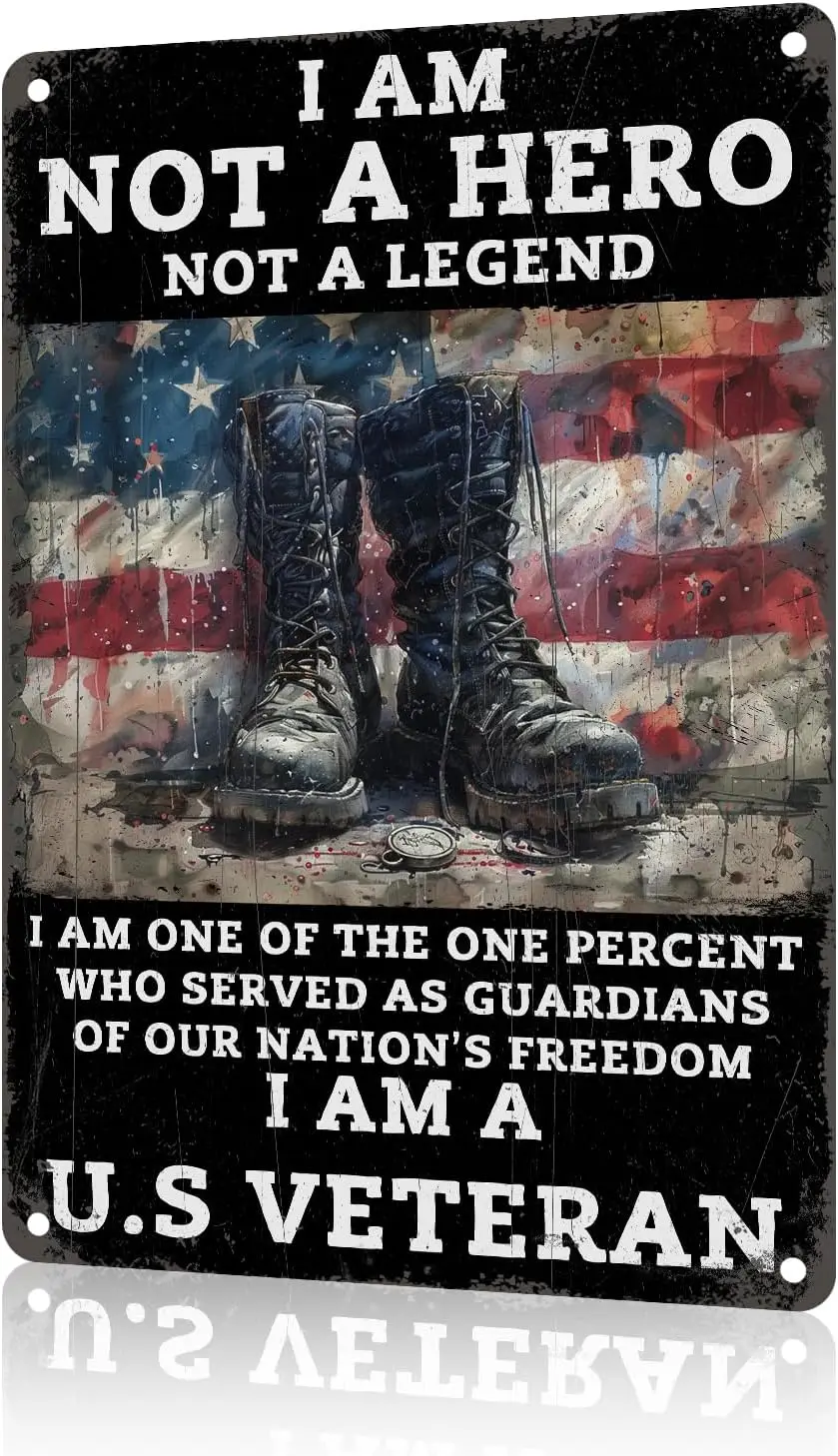 Memorial Day Freedom Boots Metal Sign Patriotic American Sign For Veteran Soldiers Independence Day Decorations  --Tin Sign