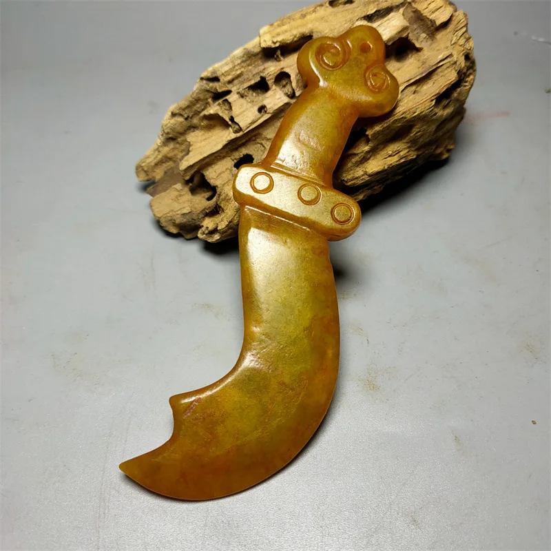 Antique Miscellaneous Items Imitation Vintage Crafts Xiu Jade Carving Jade Knife Hook Handheld Piece High Ancient Jade Weapon Or