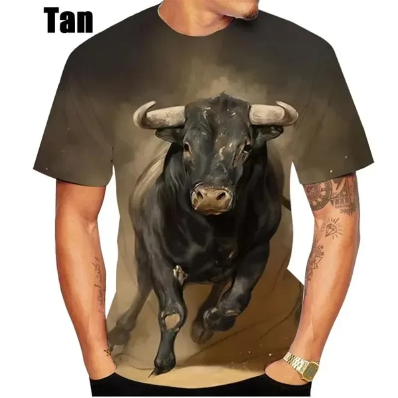 Bull 3D Printed Casual T-shirt Personality Role Play Men's Fashion Unisex Hip Hop Crew Neck Short Sleeve Top