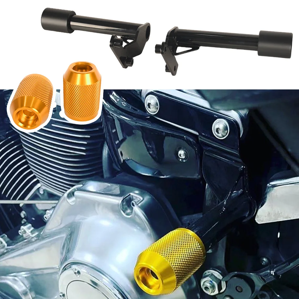 

Motorcycle Accessories Black Solid Steel Rear Guard&Colored CNC 6061 Alloy Crash Bar Sliders for Harley Softail M8 2018-later